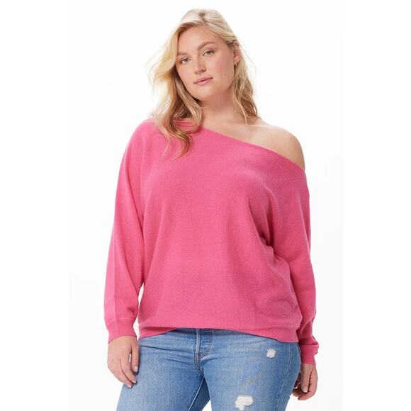 Minnie Rose Plus Size Cashmere Off the Shoulder Sweater - Picture 1 of 5
